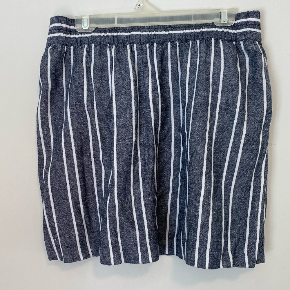 Gray Striped Loft Skirt with Pockets Small Knee Length